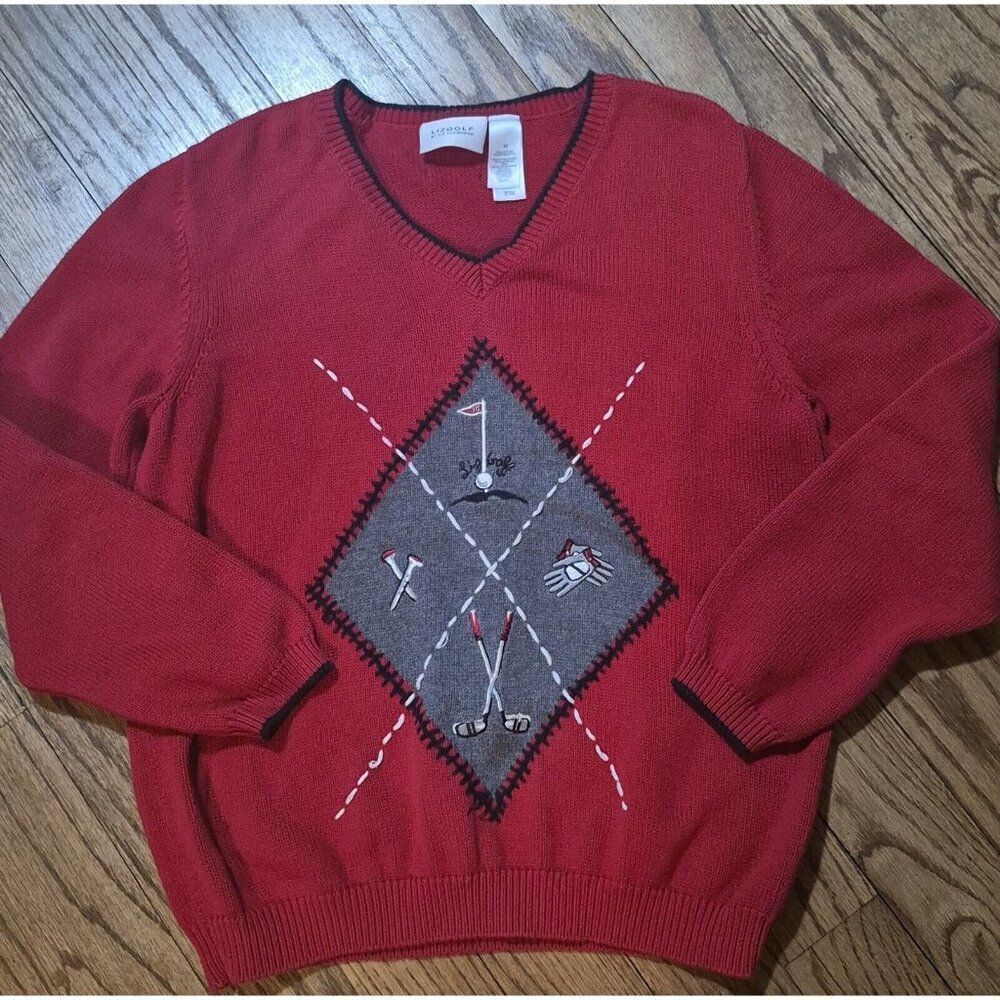 VTG Liz Claiborne Embroidered Golf Sweater Women’s Size Medium LizGolf Clubs - Picture 2 of 4